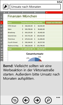 In Excel Mobile geöffnete Arbeitsmappe