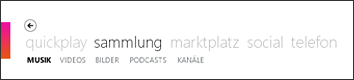 Menü "Sammlung" in der Zune-Software