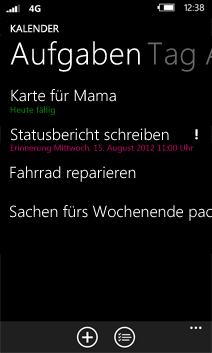 Aufgabe im Kalender