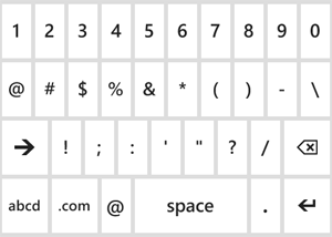 Number and symbol keyboard