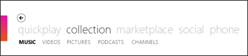 Collection menu in Zune software