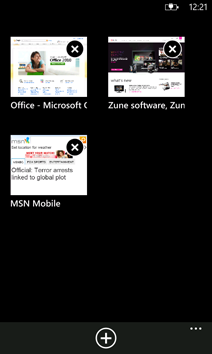 Tabs page in Internet Explorer