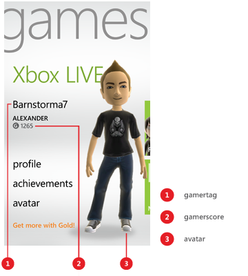 The gamertag and avatar on the Games Hub that you can tap to change