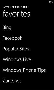 Favorites list in Internet Explorer