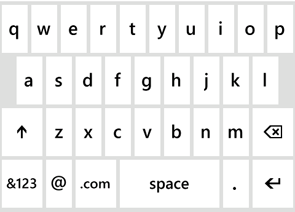Keyboard with @ and .com