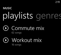 Playlists in the Music+Videos Hub
