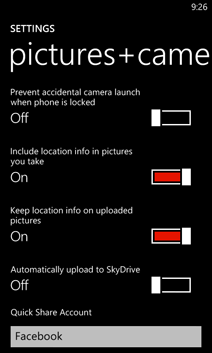 Pictures + camera settings