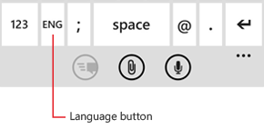 Keyboard showing button used to change languages