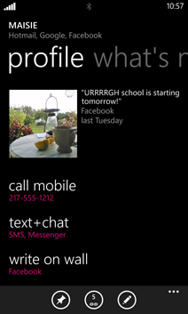 Windows Phone 8 contact card