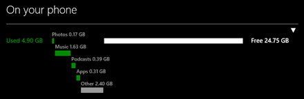 Check storage with the Windows Phone 8 using the Windows Phone app