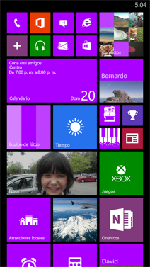 Pantalla de inicio grande en Windows Phone 8