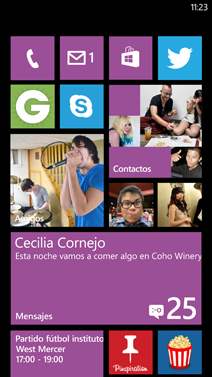 Pantalla de Inicio de Windows Phone 7.8