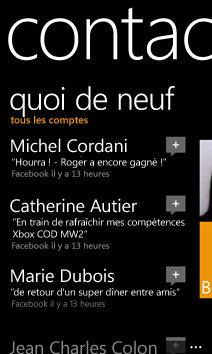 Quoi de neuf dans le hub Contacts