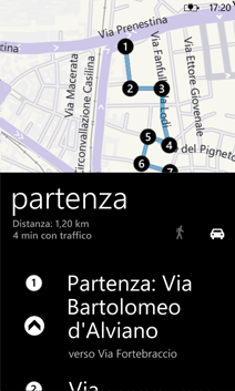 Funzione Indicazioni stradali in Mappe