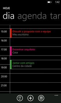 Calendário com várias contas e reuniões