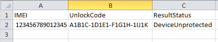 Output CSV example